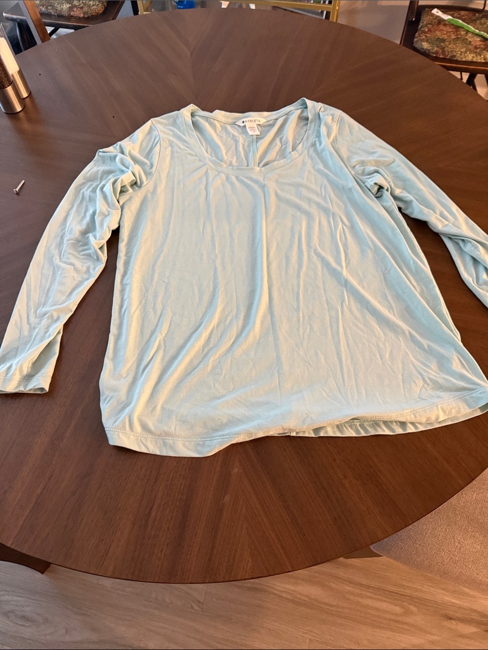 Athlete Blue Scoop Neck Long Sleeve Top